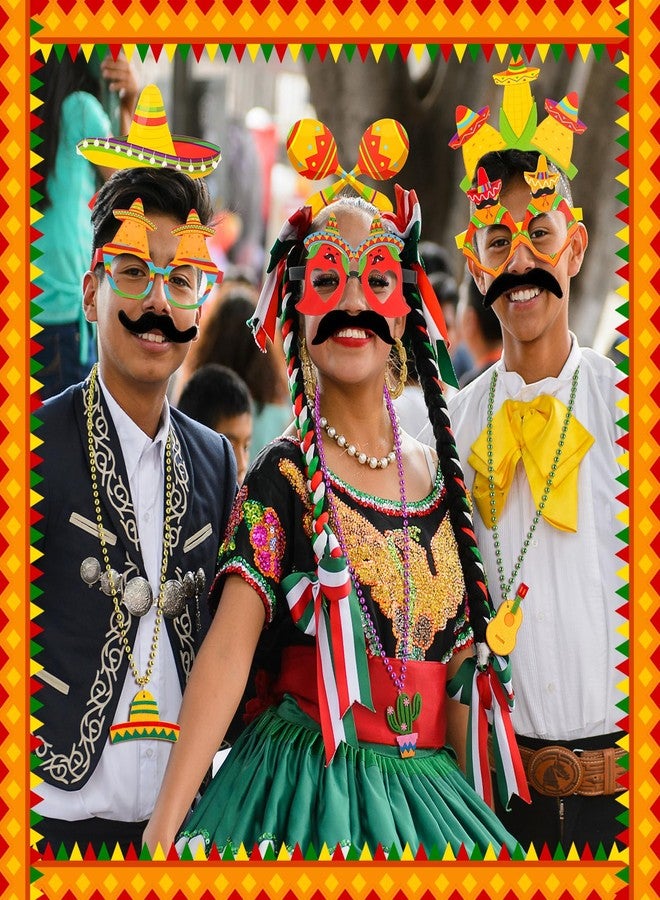 Feifeiya مجموعة فيفيا المكونة من 96 قطعة من هدايا حفلات سينكو دي مايو المكسيكية، تتضمن نظارات ورقية، وقبعة سومبريرو، وعصابة رأس، وقلادة خرز، ولحية صناعية، وإكسسوارات دعائم تصوير لحفلات الكرنفال المكسيكية. - Image 5